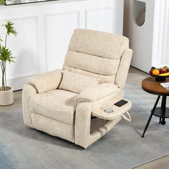 JUUXO Power Lift Lay Flat Recliner with Wireless Charger, Cup Holder - Dual Motor Lift Chair for Big Tall