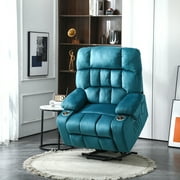 JUUXO Premium Oversized Power Lift Recliners with Heat, Massage, 26 Inch Extra Wide Seat Big Man Recliner Chair, Velvet