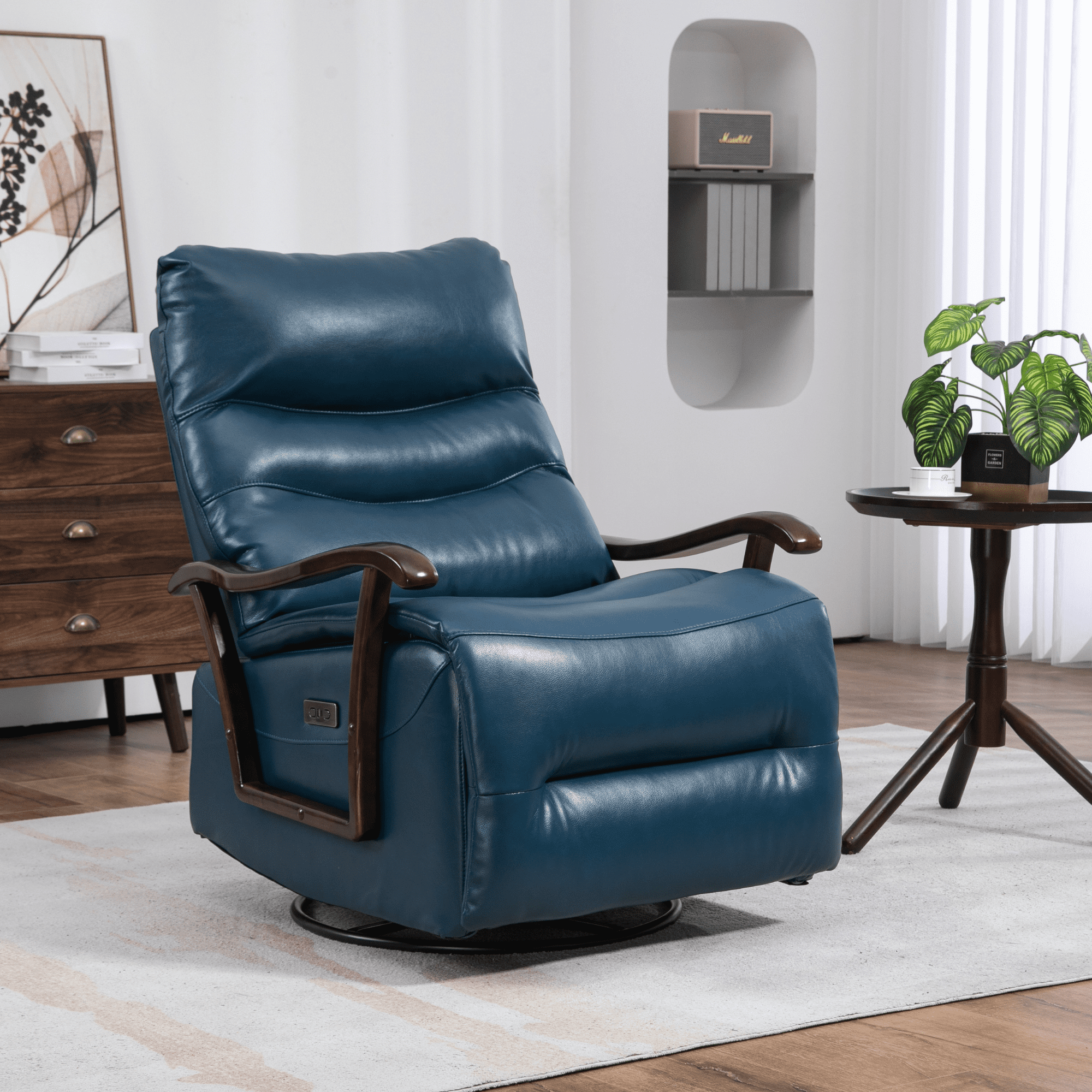 JUUXO Swivel Rocker Recliner Power Glider Chair with Solid Wood