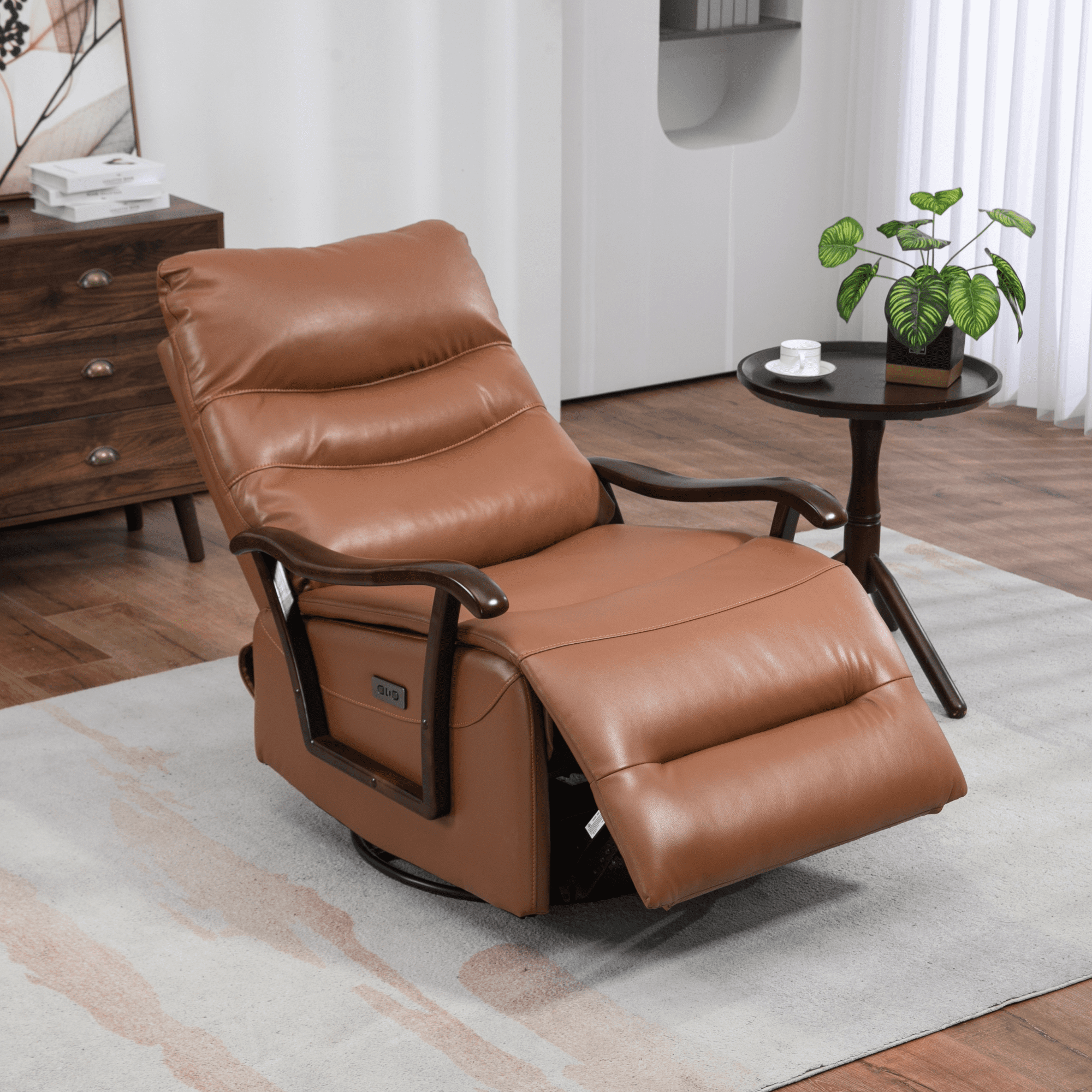 JUUXO Swivel Rocker Recliner Power Glider Chair with Solid Wood