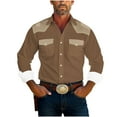 thumbnail image 1 of JUUYY 100% Cotton Shirts for Men Vintage Color Block Print Casual Western Long Sleeve Shirts Button Down Shirt Coffee XXXXL, 1 of 6