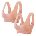 thumbnail image 1 of JUUYY 2Pcs Women Seamless Lace Sports Bras Cross Front Side Buckle Lounge Bra Yoga Workout Activewear Wireless Push Up Seamless Bra with Removable Pad Pink+Pink XXXXL, 1 of 9