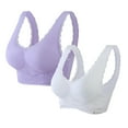 thumbnail image 1 of JUUYY 2Pcs Women Seamless Lace Sports Bras Cross Front Side Buckle Lounge Bra Yoga Workout Activewear Wireless Push Up Seamless Bra with Removable Pad Purple+White XXL, 1 of 8