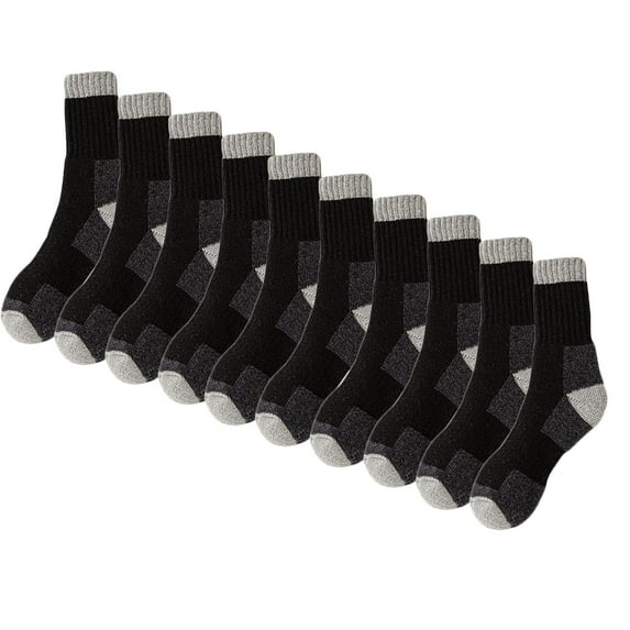 JUUYY 5Pack Mens Womens Winter Soft Warm Thick Cold Fleece Lined Crew Socks, Deodorize and Absorb Sweat, free size Black Free Size