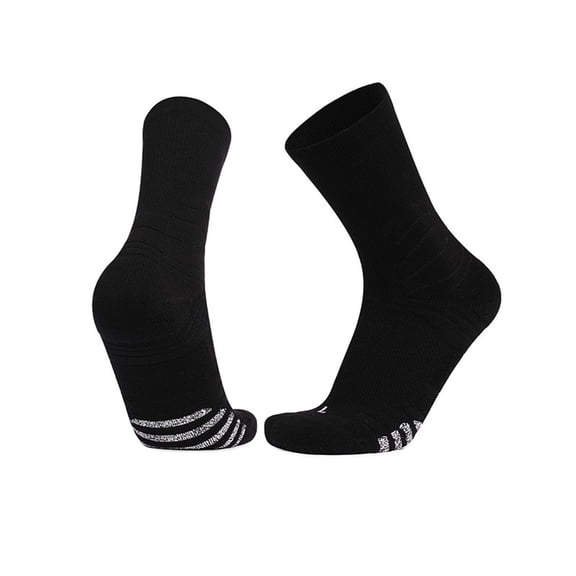 JUUYY Athletic Hiking Socks for Mens and Womens Arch Support Compression With Cushion Moisture Wicking Crew Socks Black#1 Free Size