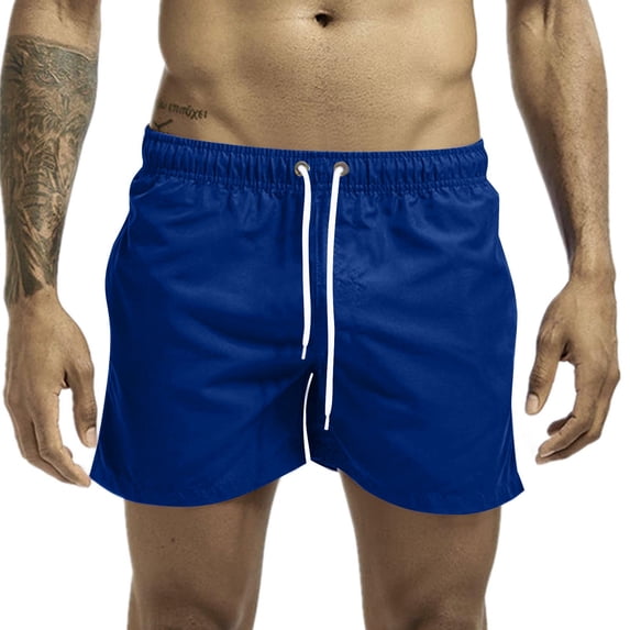 JUUYY Athletic Shorts for Men Training Quick Drying Breathable Short Pants Drawstring Sports Summer Beach Shorts Blue XL