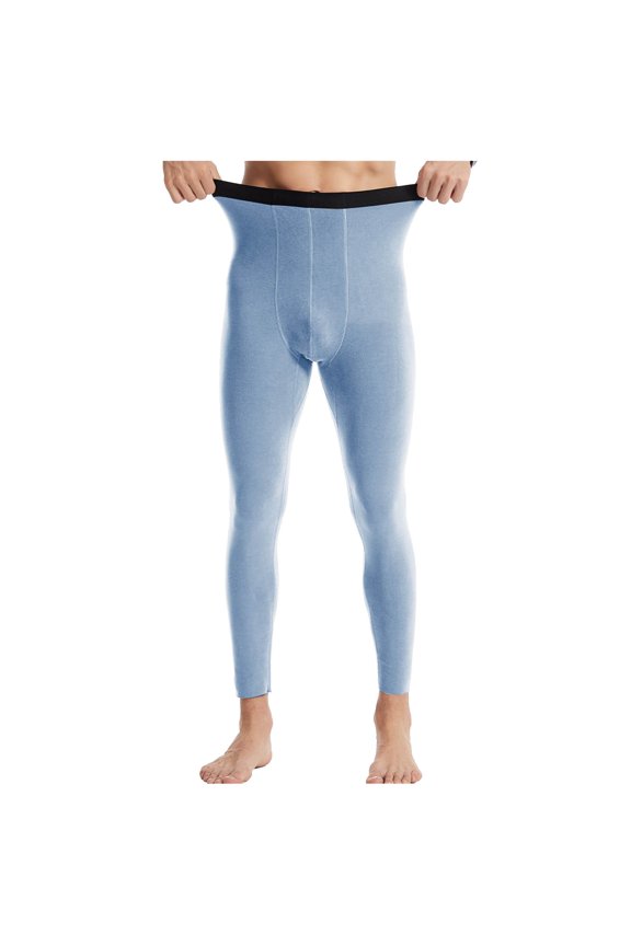 Base Layer Mens Bottom Pants Lightweight Silk Midweight Thermal Underwear Long Johns Compression Pants Athletic Leggings Sky Blue L
