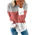 thumbnail image 1 of JUUYY Color Block Sweatshirts for Women Trendy Long Sleeve Striped Printed Crew Neck Graphic Shirts Loose Oversized Relaxed Fit Cotton T-Shirt Tops Gray#01 XXL, 1 of 5