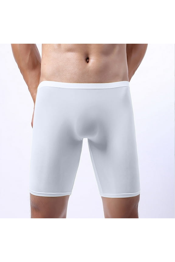 Compression Shorts Men Running Sport Shorts Athletic Workout Underwear Performance Anti Chafing Boxer Briefs White M