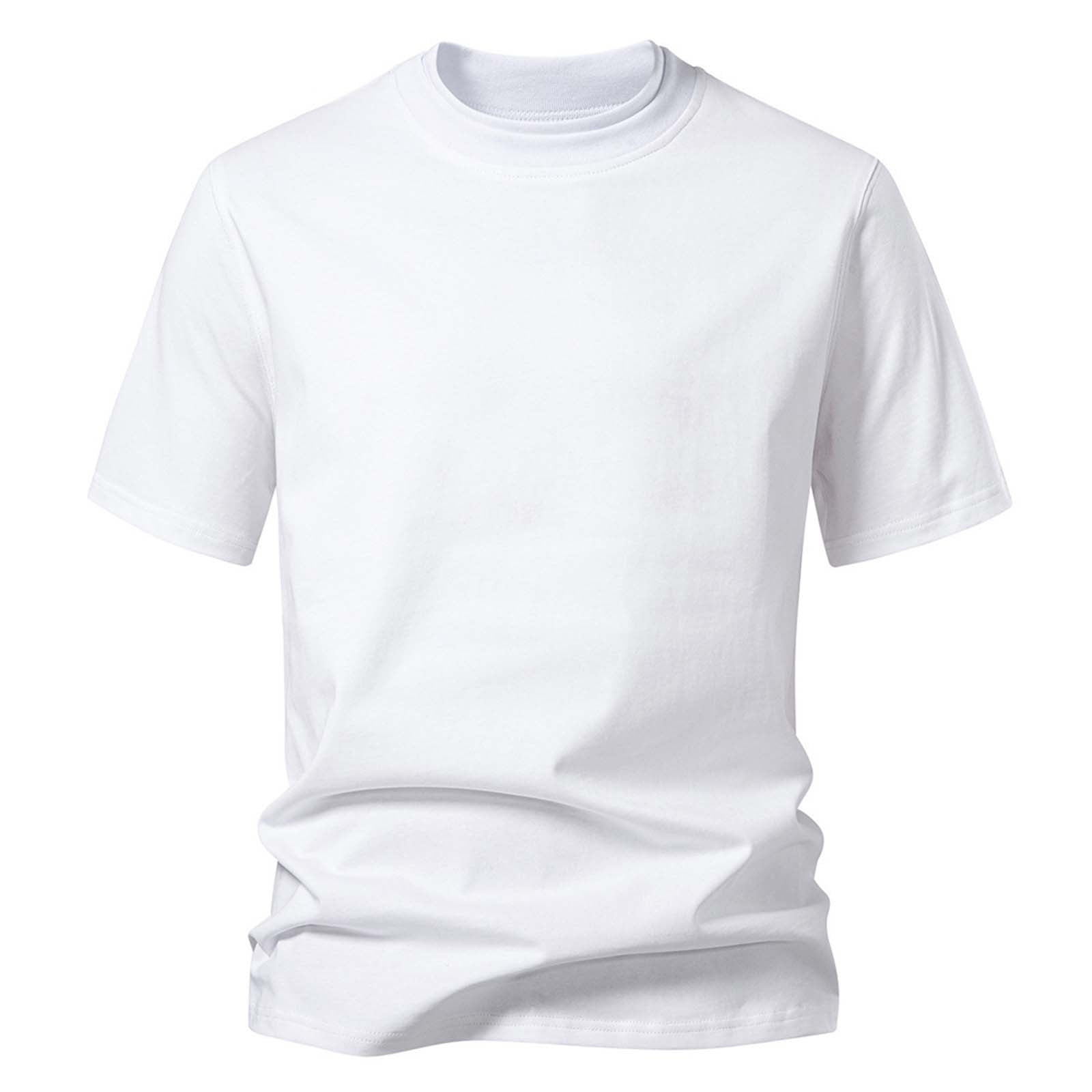 JUUYY Cotton T-Shirts for Men Casual Solid Color Regular Short