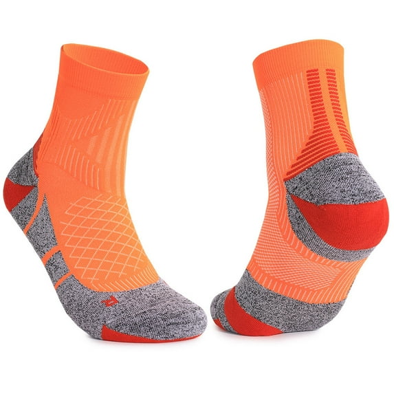 JUUYY Crew Athletic Socks for Men Moisture Wicking Cushion Crew Socks for Outdoor Cycling Sport Running Traveling Orange Free Size
