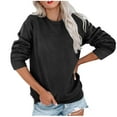 thumbnail image 1 of JUUYY Crewneck Sweatshirts for Women Loose Lightweight Casual Long Sleeve Solid Pullover Tops Oversized Basic Workout T-Shirts Black L, 1 of 6