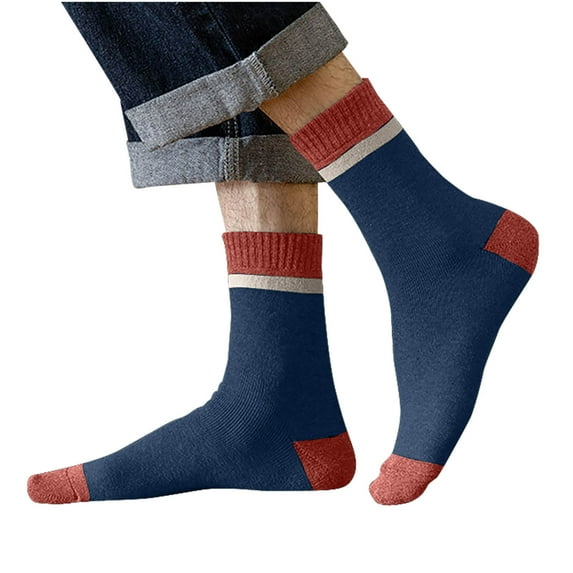 JUUYY Cushion Crew Sock for Men - Comfortable Cotton Socks - Moisture-Wicking Socks - (1 Pair) Navy Free Size