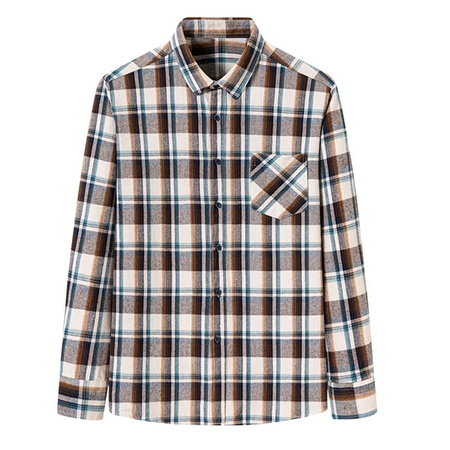 JUUYY Flannel Shirt for Men Casual Button Down Work Soft All Cotton ...