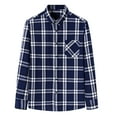 thumbnail image 1 of JUUYY Flannel Shirt for Men Casual Button Down Work Soft All Cotton Lightweight Flannel Mens Plaid Shirts Long Sleeve Dark Blue#1 XXL, 1 of 4