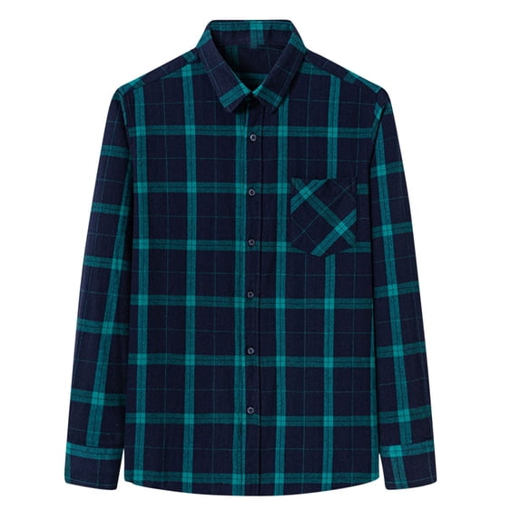 JUUYY Flannel Shirt for Men Casual Button Down Work Soft All Cotton Lightweight Flannel Mens Plaid Shirts Long Sleeve Green L