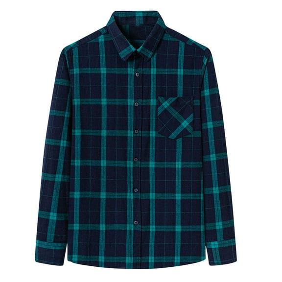 JUUYY Flannel Shirt for Men Casual Button Down Work Soft All Cotton Lightweight Flannel Mens Plaid Shirts Long Sleeve Green S