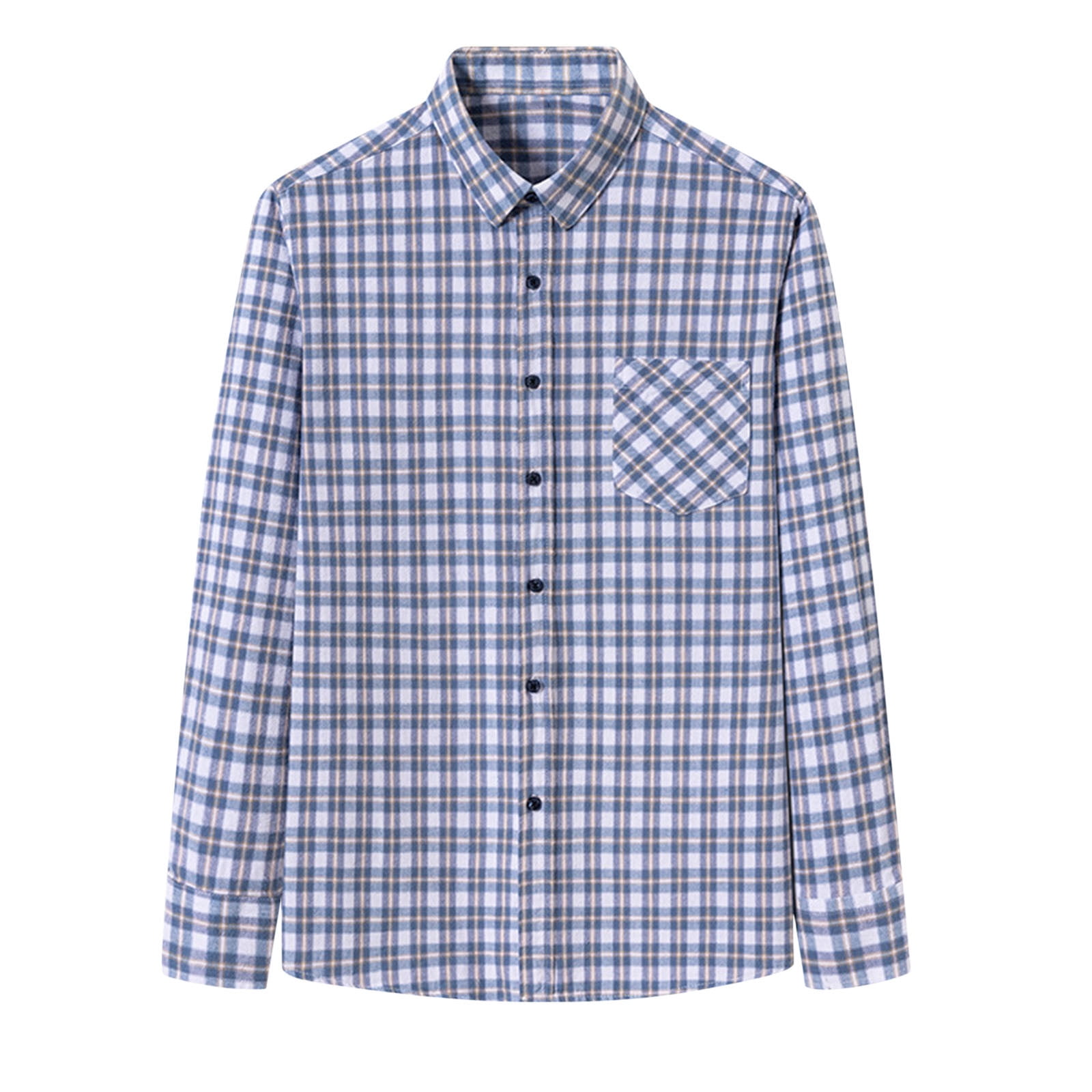Cromoncent Men's Buffalo White Teal Plaid Flannel Shirt - Casual Button Down, Small 6 thumbnail image