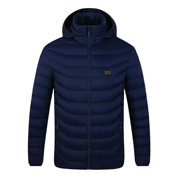 JUUYY Heated Jacket for Women and Men Smart Electric11 Heating Zones Heated Coat USB Detachable Hood Blue XL
