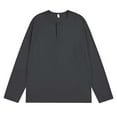 thumbnail image 1 of JUUYY Henley Shirts for Men Long Sleeve Soft Thermal T-Shirt Button Crewneck Loose Vintage Solid Color Basic Casual Fall Shirt Tops Dark Gray L, 1 of 2