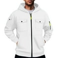 thumbnail image 1 of JUUYY Hoodies for Men Full Zip Up Hooded Sweatshirt Long Sleeve Outdoor Sweatshirt Jacket Casual Workout Athletic Outfits with Pockets White XL, 1 of 3