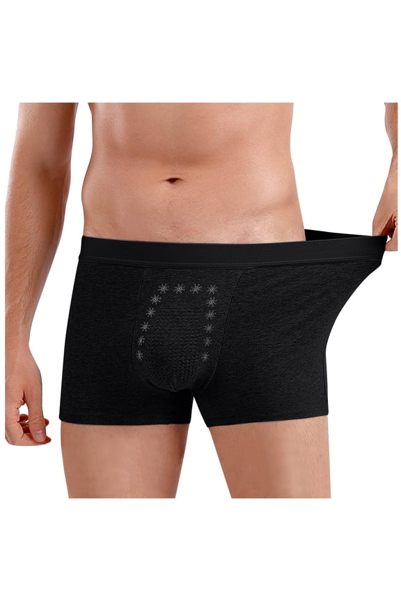 Incontinence Underwear for Men Cotton Boxers Washable Leak Proof Bladder Control Briefs with 60 ml Absorbency Black#1 L