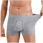 JUUYY Incontinence Underwear for Men Cotton Boxers Washable Leak Proof Bladder Control Briefs with 60 ml Absorbency Gray#1 XXL