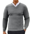 thumbnail image 1 of JUUYY Knit Sweater Tops for Men Solid Color V-Neck Dressy Casual Pullover Fall Winter Fashion Long Sleeve Sweater Gray XXL, 1 of 5