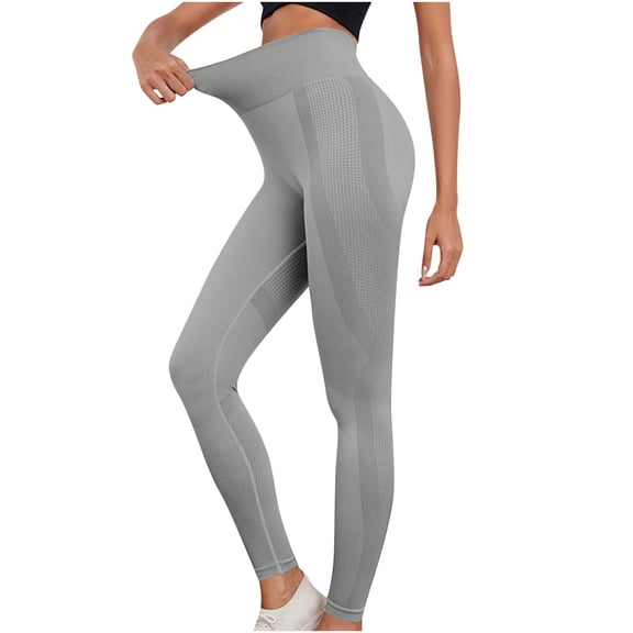 JUUYY Leggings for Women -High Waisted Women's Butt Lifting Leggings Buttery Soft Tummy Control Seamless Workout Gym Solid Striped Yoga Pants Gray S