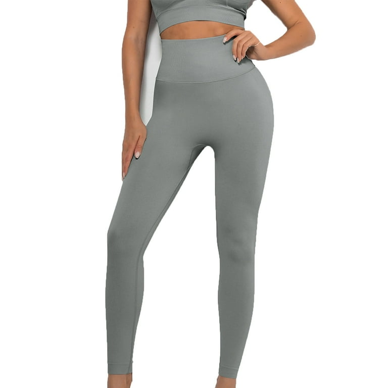 Juuyy Leggings for Women Non See Through Workout High Waisted Tummy Control Solid Color Skinny Tights Full Length Yoga Pants Green S Women s Size