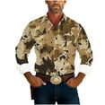 thumbnail image 1 of JUUYY Men Camouflage Western Style Shirt Camo Long Sleeve Shirts Casual Button Down Shirts with 2 Flap Pocket Khaki#1 XL, 1 of 5