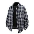 thumbnail image 1 of JUUYY Men Casual Plaid Shirt Long Sleeve Button Down Trundown Collar Shirt Tops Cardigan Shirts with Pocket Blue M, 1 of 8