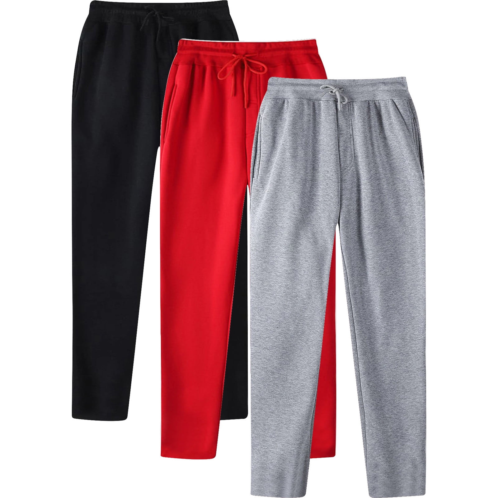 OAKVON Men's 3 Pack Fleece Sweatpants With Pockets