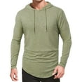 thumbnail image 1 of JUUYY Men's Athletic Hooded Shirts Long Sleeve Casual Lightweight Hoodies Muscle Gym Workout Running Pullover Sweatshirt Tops Dark Green XXXL, 1 of 6