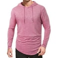 thumbnail image 1 of JUUYY Men's Athletic Hooded Shirts Long Sleeve Casual Lightweight Hoodies Muscle Gym Workout Running Pullover Sweatshirt Tops Pink M, 1 of 6