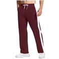 thumbnail image 1 of JUUYY Men's Athletic Pants Open Bottom Loose Fit Drawstring Elastic Waist Sweatpants Striped Straight Leg Joggers Track Pants with Pocket Wine XXL, 1 of 7