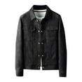 thumbnail image 1 of JUUYY Men's Autumn Suede Jacket Spring Workwear Light Business Casual British Solid Color Jacket Versatile Tops Black XXXL, 1 of 3