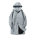 thumbnail image 1 of JUUYY Men's Autumn Trench Solid Color Oversized Long Jacket Big Pocket Hooded Coats Trendy Casual Loose Workwear Winter Jacket Gray M, 1 of 7
