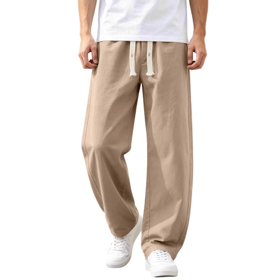 JUUYY Men's Baggy Jeans Vintage Drawstring Elastic Waist Straight Jean Pants Classic Loose Fit Wide Leg Denim Pants with Pocket Khaki XXXXXL