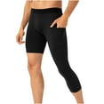 thumbnail image 1 of JUUYY Men's Basketball Single Leg Tight Sports Capri Pants 1/2 One Leg Compression Pants with Pockets Athletic Base Layer Black L, 1 of 9