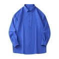 thumbnail image 1 of JUUYY Men's Big and Tall Shirt Casual Solid Color Long Sleeve Button Down Lapel Shirt Tops Relaxed Fit Shirts Blue XXXXL, 1 of 3