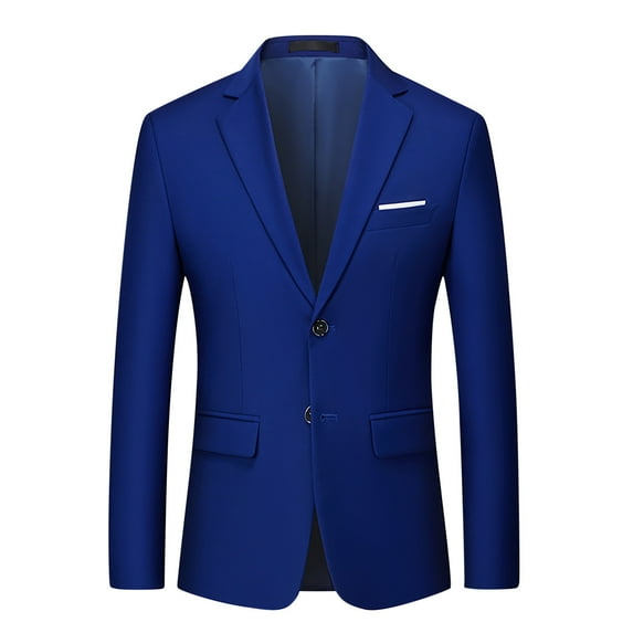 JUUYY Men's Blazers Slim Fit Business Casual Suit Sport Coat One Button Travel Blazer Lightweight Solid Color Suit Jacket Blue XXXXXL