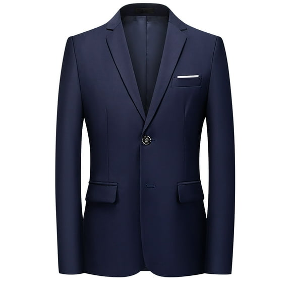 JUUYY Men's Blazers Slim Fit Business Casual Suit Sport Coat One Button Travel Blazer Lightweight Solid Color Suit Jacket Dark Blue XXXXXXL