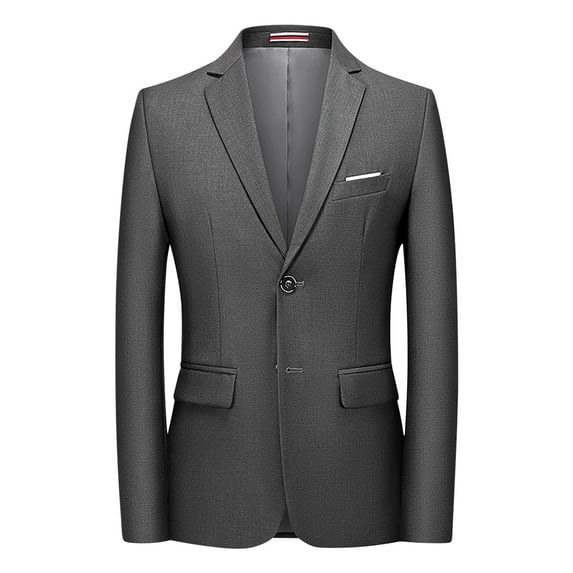 JUUYY Men's Blazers Slim Fit Business Casual Suit Sport Coat One Button Travel Blazer Lightweight Solid Color Suit Jacket Gray XL