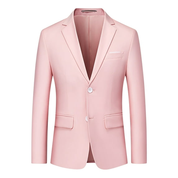 JUUYY Men's Blazers Slim Fit Business Casual Suit Sport Coat One Button Travel Blazer Lightweight Solid Color Suit Jacket Pink XXXXL