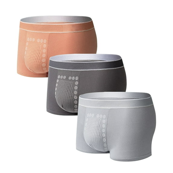 JUUYY Men's Boxer Briefs 3-Pack Cotton Underwear for Men Breathable Moisture-Wicking Comfortable Boxer Brief Multipack Gray XL