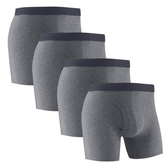 JUUYY Men's Boxer Briefs, Soft and Breathable Cotton Underwear with ComfortFlex Waistband, Multipack 4 Pack Dark Gray S