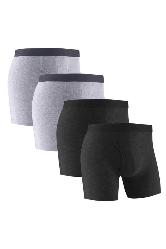 Men's Boxer Briefs, Soft and Breathable Cotton Underwear with ComfortFlex Waistband, Multipack 4 Pack Yellow S