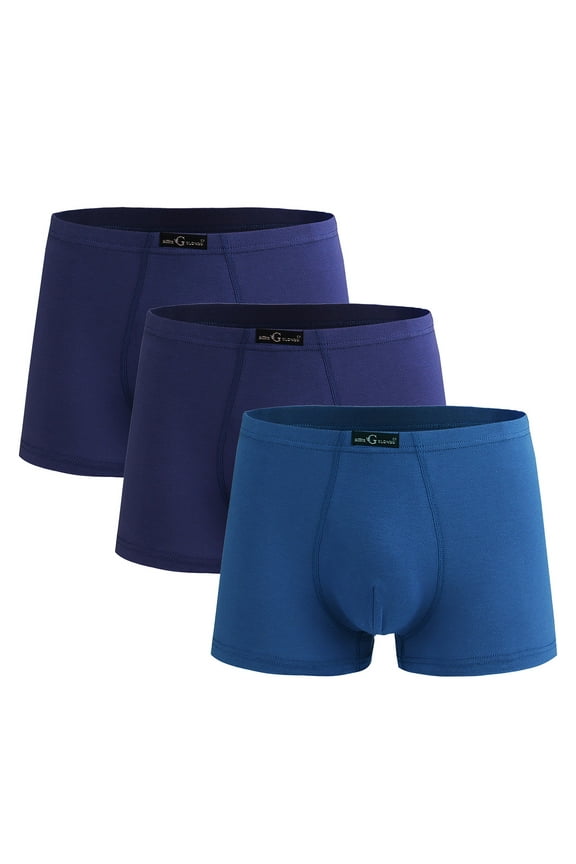Men's Boxers, Cotton Comfortable Boxer Underwear, Moisture-wicking Cotton Boxers, 4-pack Blue XL