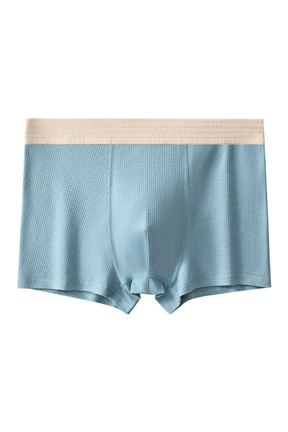 Men's Breathable Viscose Cotton Moisture Wicking No Roll Waistband Tagless Underwear Boxer Briefs Blue XL